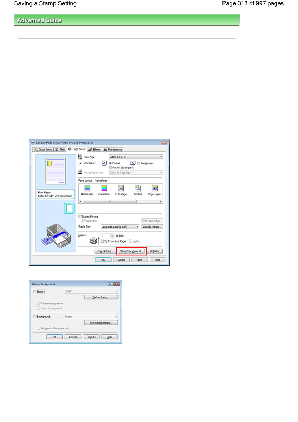 Saving a stamp setting | Canon mx860 User Manual | Page 313 / 997