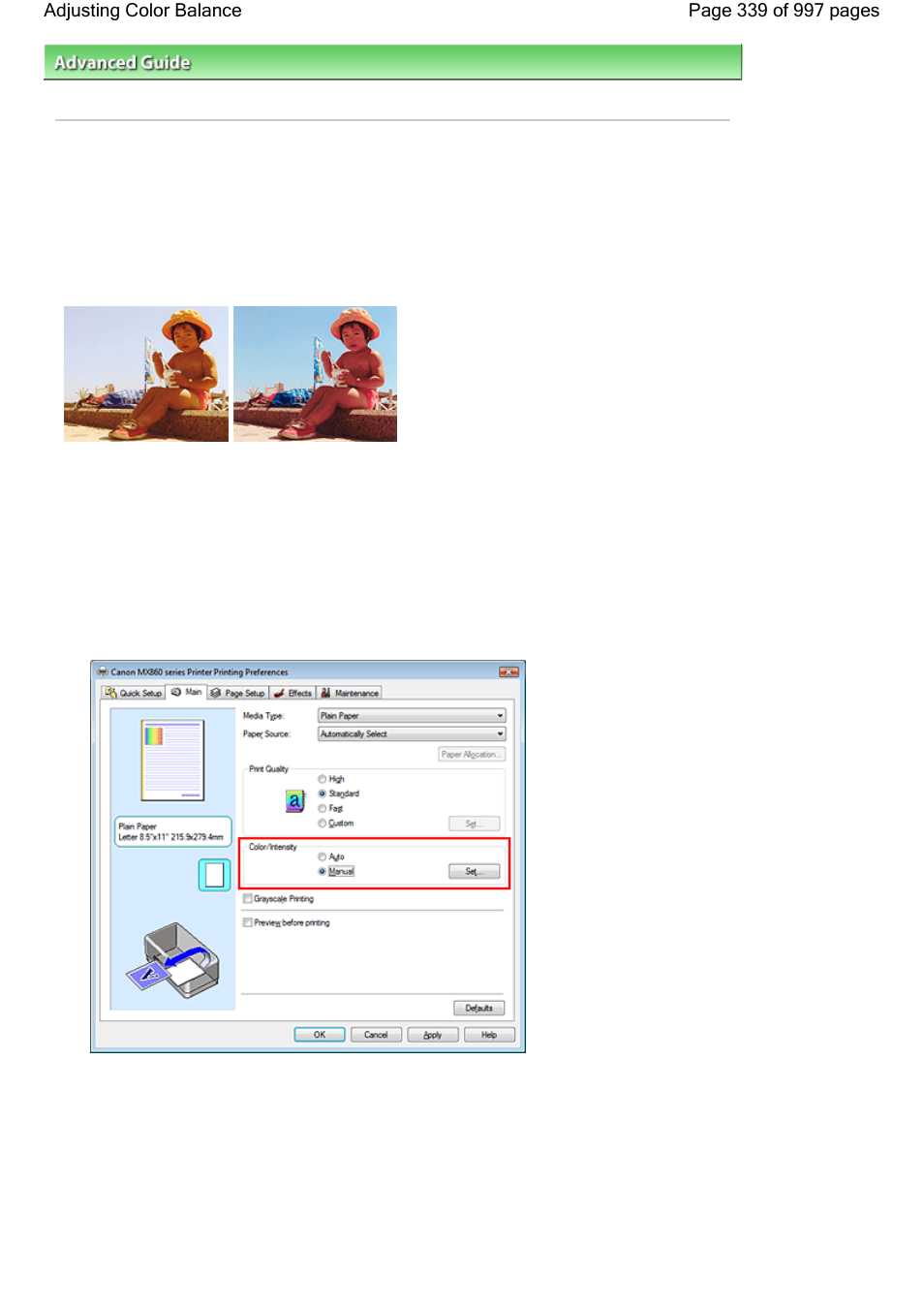 Adjusting color balance | Canon mx860 User Manual | Page 339 / 997