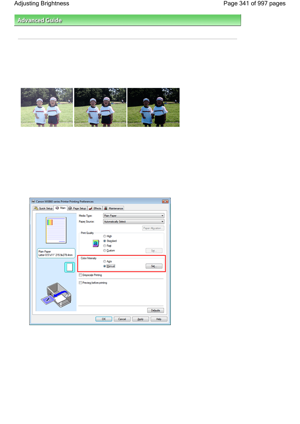 Adjusting brightness | Canon mx860 User Manual | Page 341 / 997