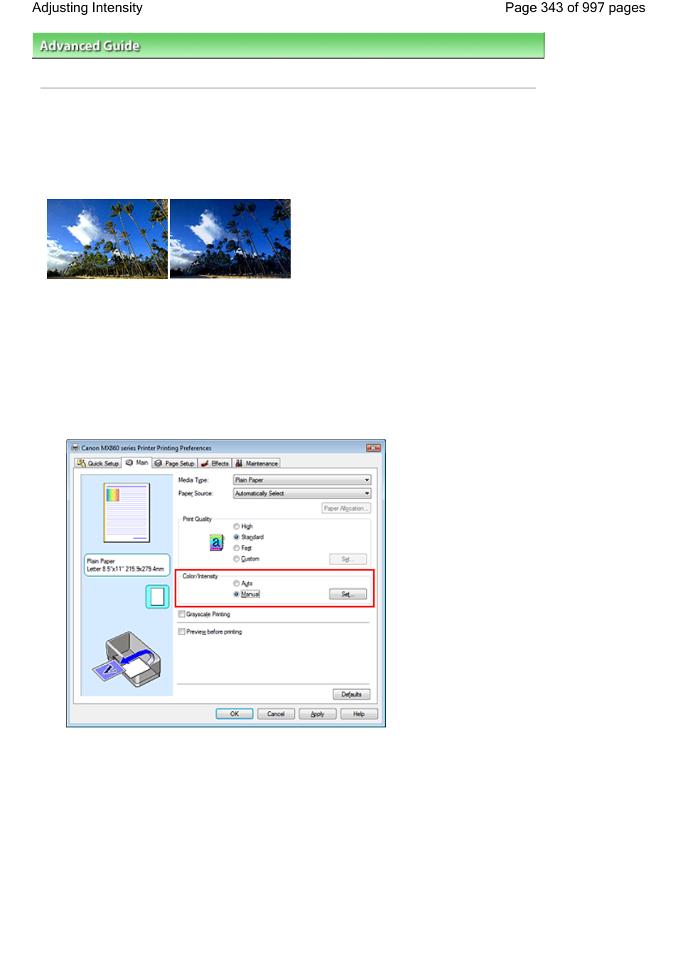 Adjusting intensity | Canon mx860 User Manual | Page 343 / 997