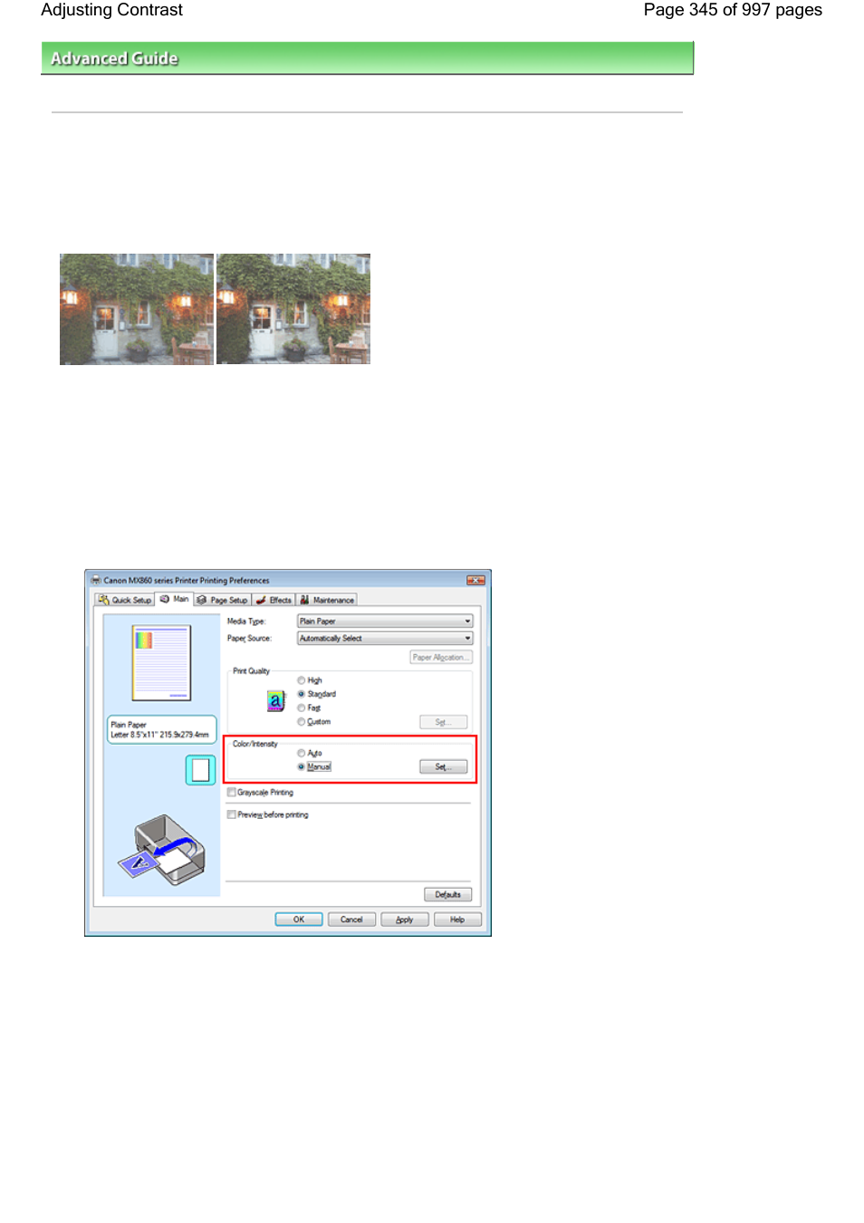 Adjusting contrast | Canon mx860 User Manual | Page 345 / 997