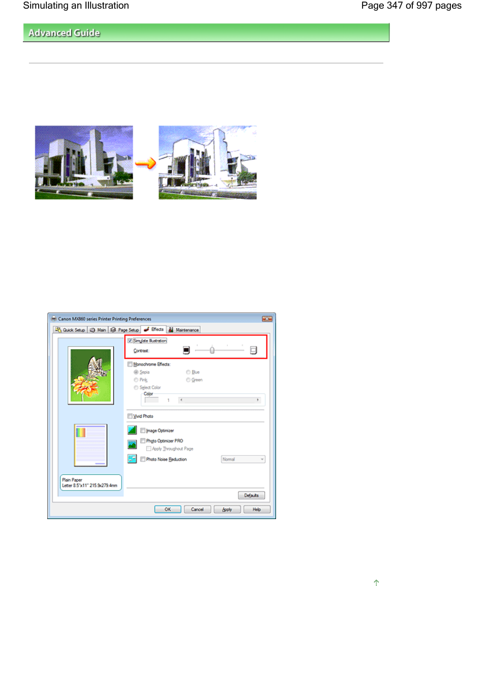 Simulating an illustration | Canon mx860 User Manual | Page 347 / 997