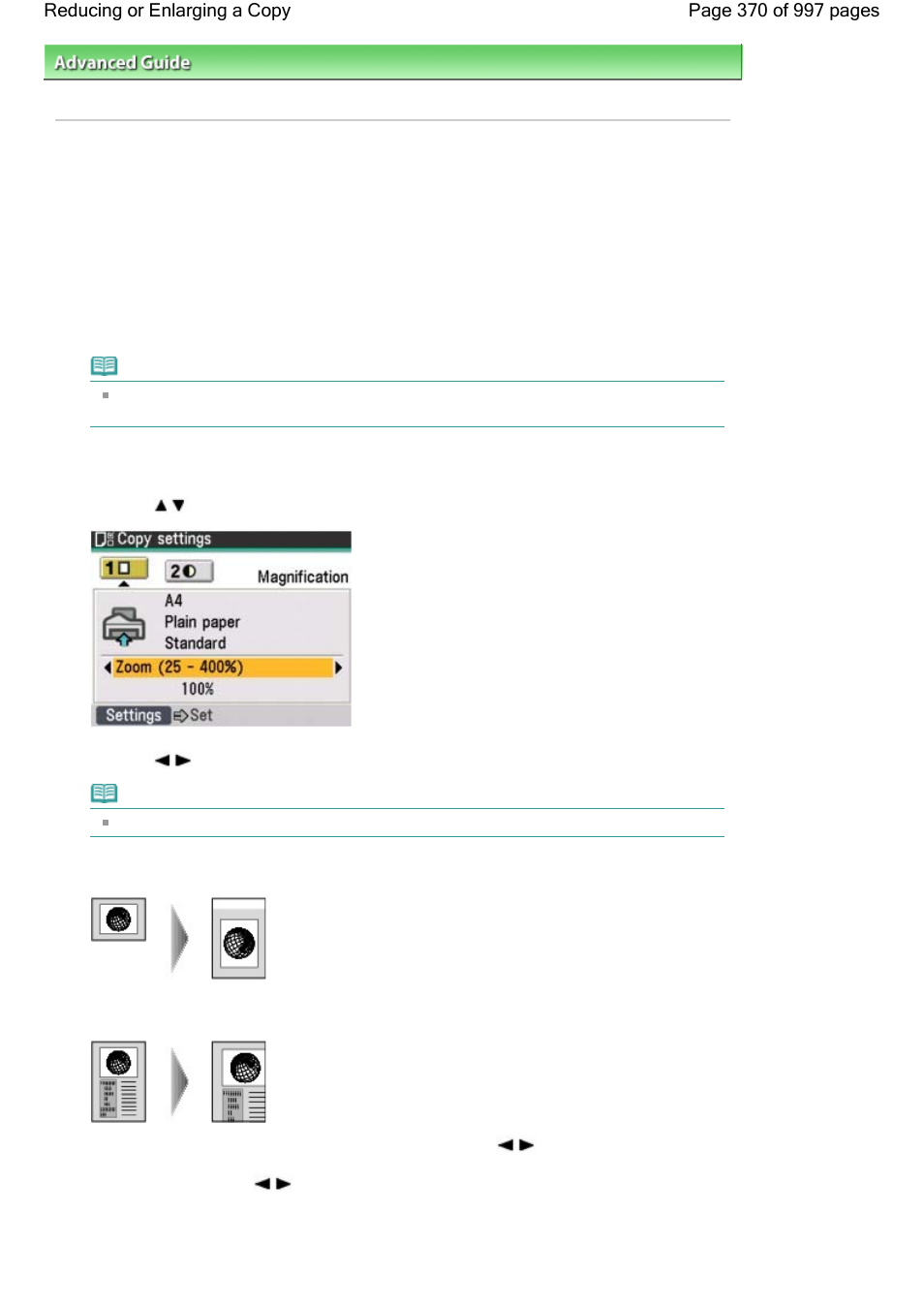 Reducing or enlarging a copy | Canon mx860 User Manual | Page 370 / 997