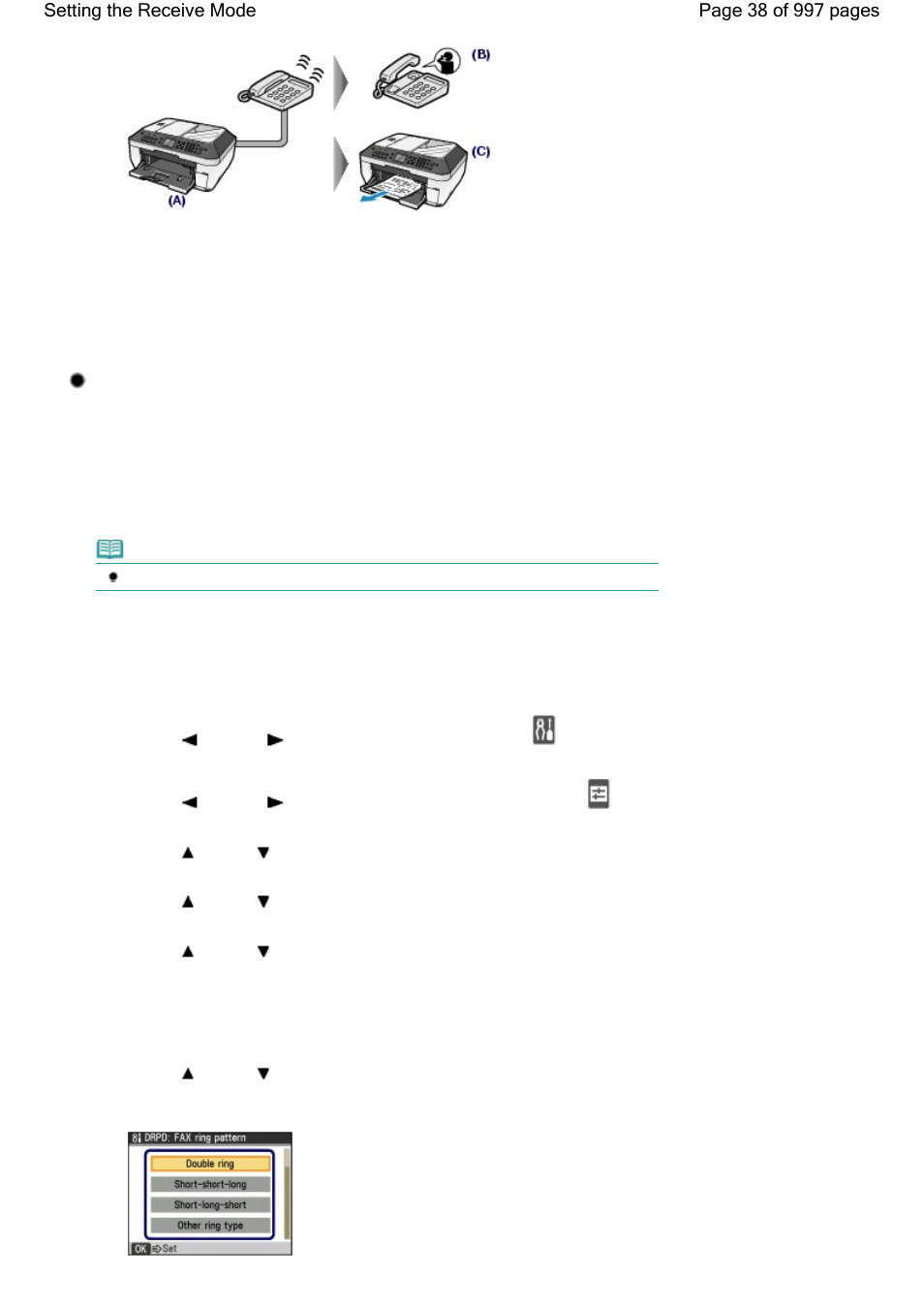 Setting the drpd ring pattern (us and canada only) | Canon mx860 User Manual | Page 38 / 997