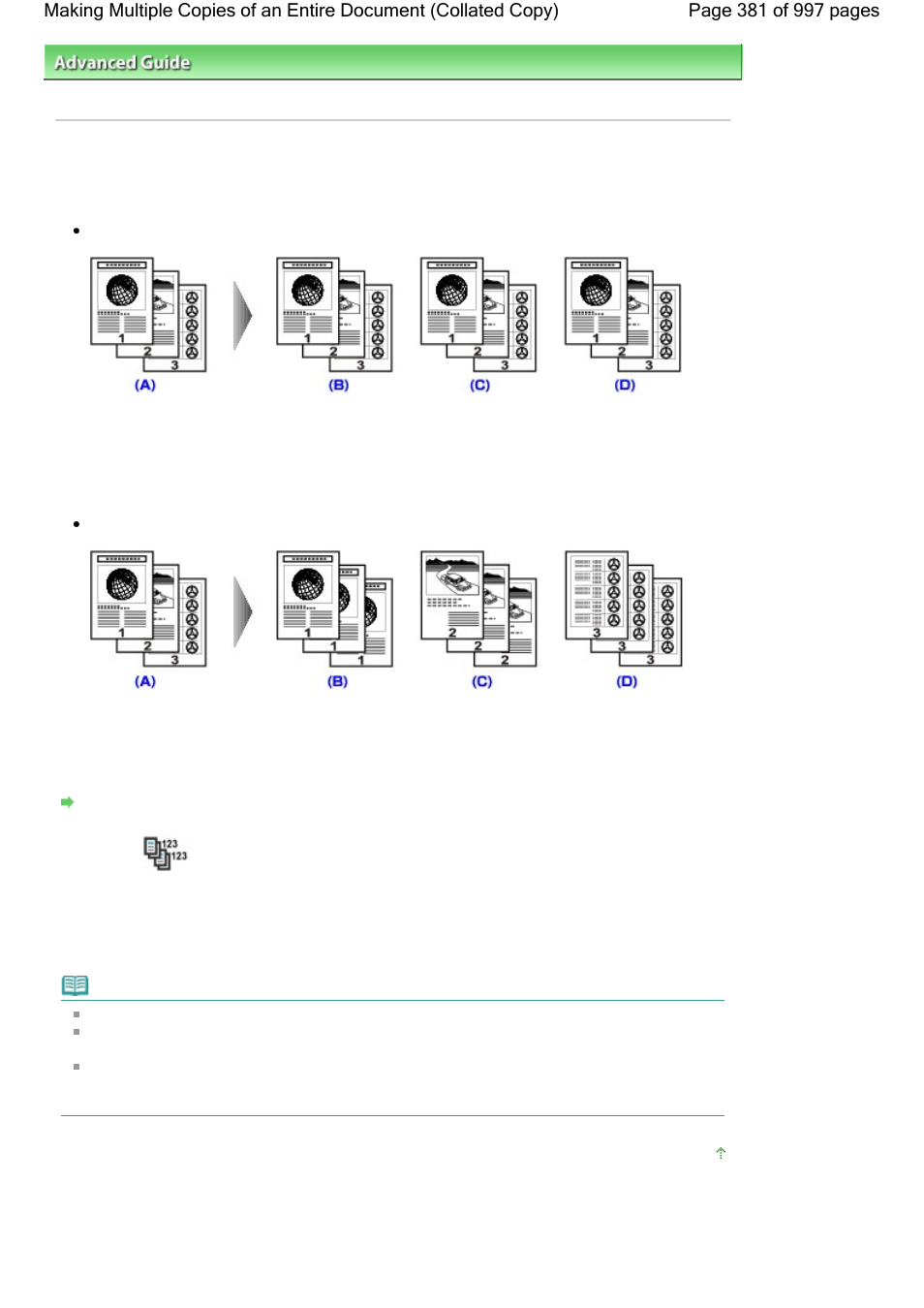 Collated copy selected, Collated copy not selected | Canon mx860 User Manual | Page 381 / 997