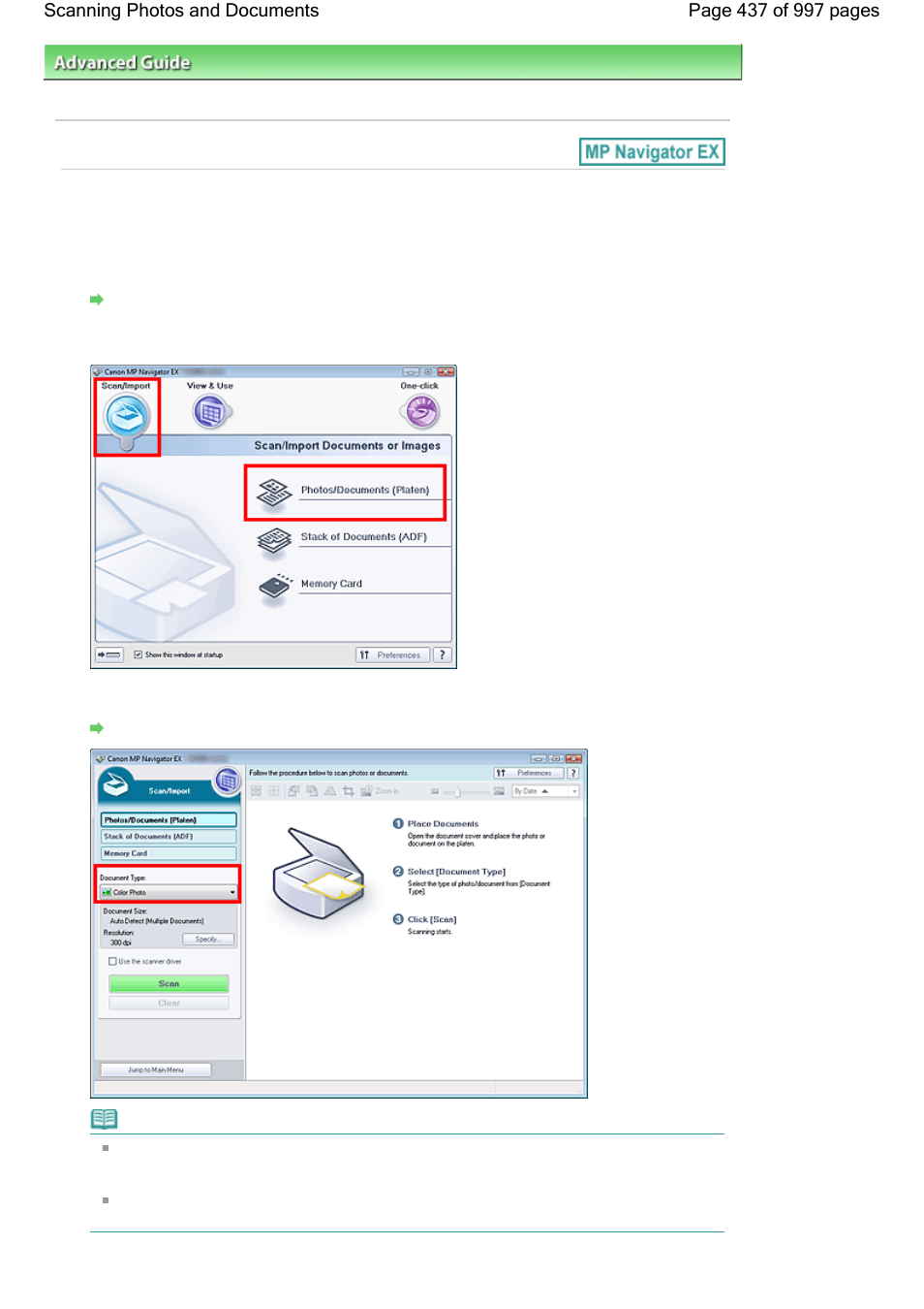 Scanning photos and documents | Canon mx860 User Manual | Page 437 / 997