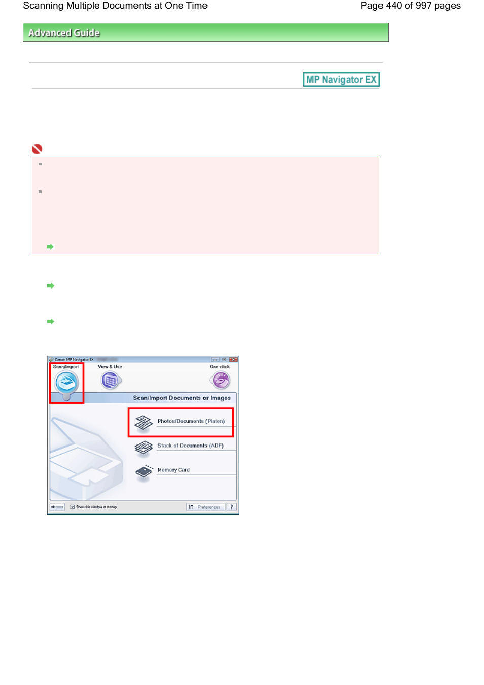 Scanning multiple documents at one time | Canon mx860 User Manual | Page 440 / 997