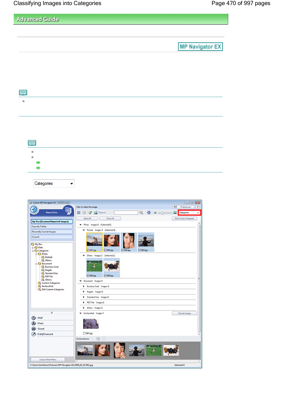 Classifying images into categories | Canon mx860 User Manual | Page 470 / 997