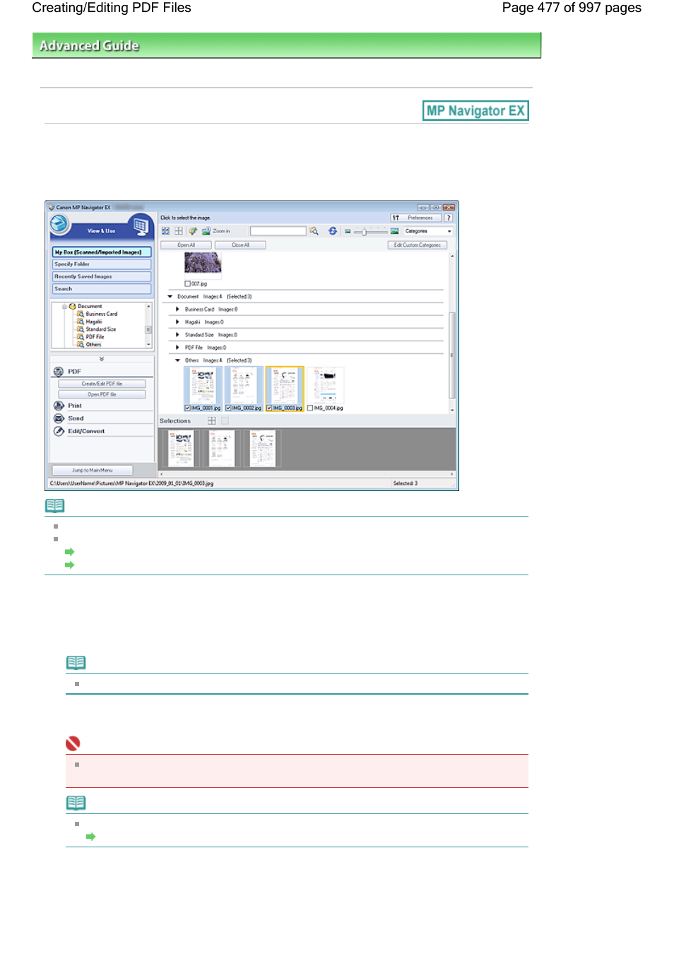 Creating/editing pdf files | Canon mx860 User Manual | Page 477 / 997