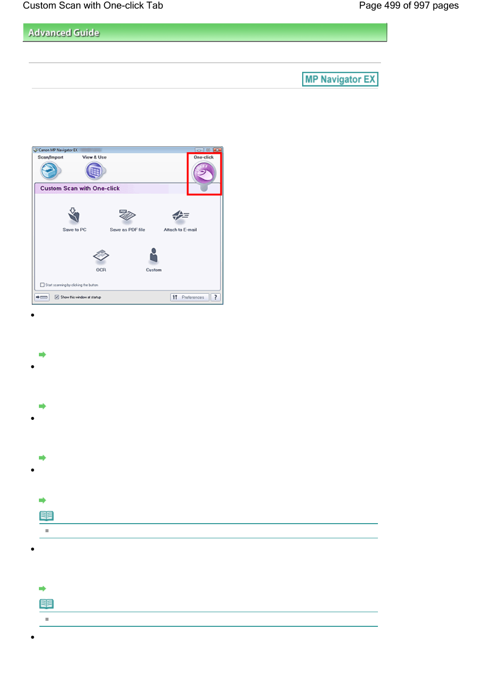 Custom scan with one-click tab | Canon mx860 User Manual | Page 499 / 997