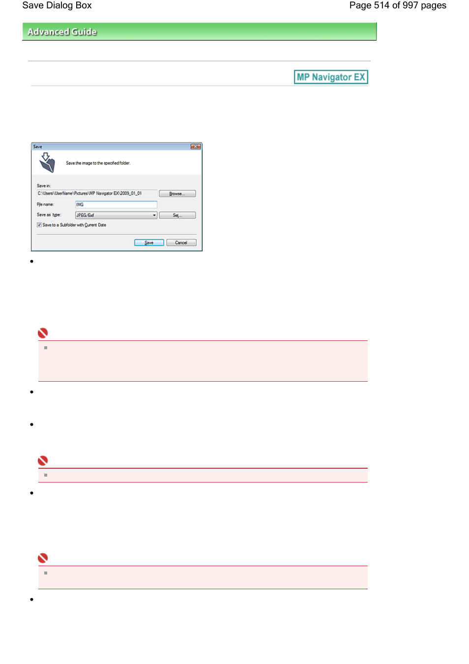 Save dialog box | Canon mx860 User Manual | Page 514 / 997