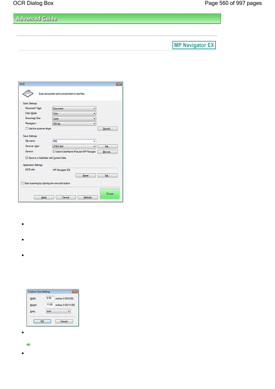 Ocr dialog box | Canon mx860 User Manual | Page 560 / 997