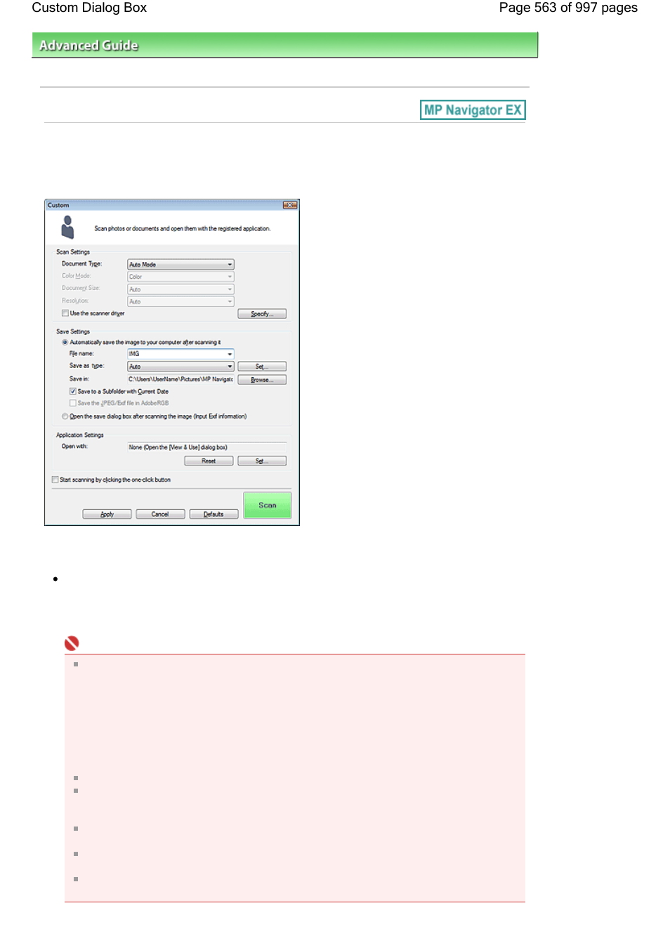 Custom dialog box | Canon mx860 User Manual | Page 563 / 997