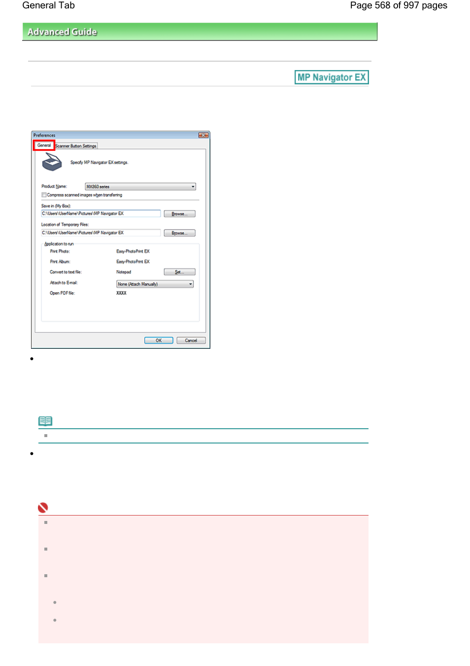 General tab | Canon mx860 User Manual | Page 568 / 997