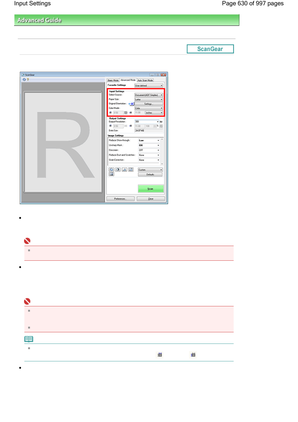 Input settings | Canon mx860 User Manual | Page 630 / 997