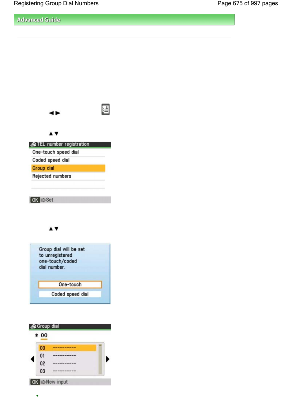 Registering group dial numbers | Canon mx860 User Manual | Page 675 / 997