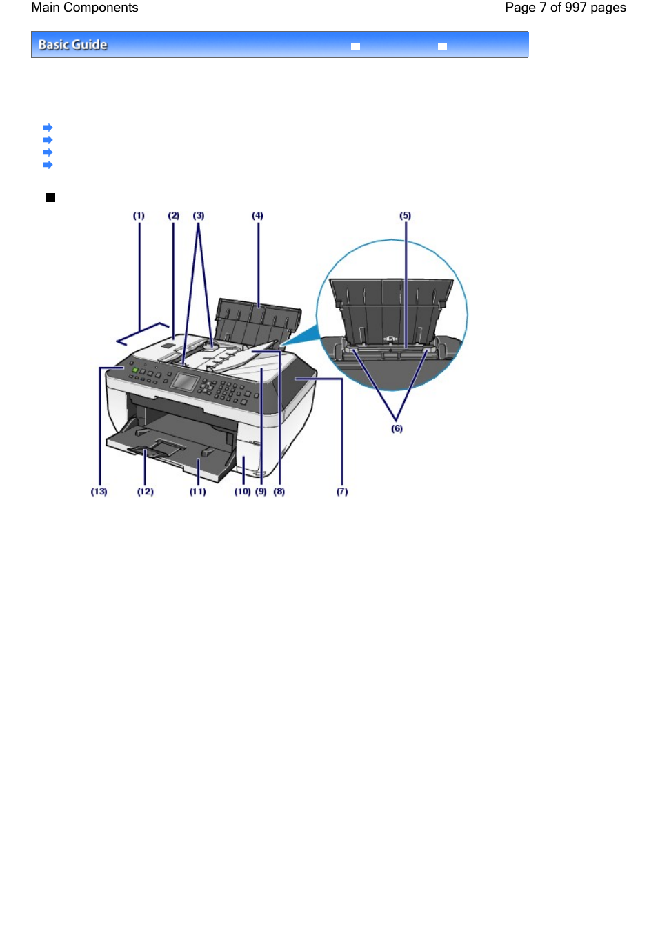 Main components, Front view, Page 7 of 997 pages main components | Canon mx860 User Manual | Page 7 / 997