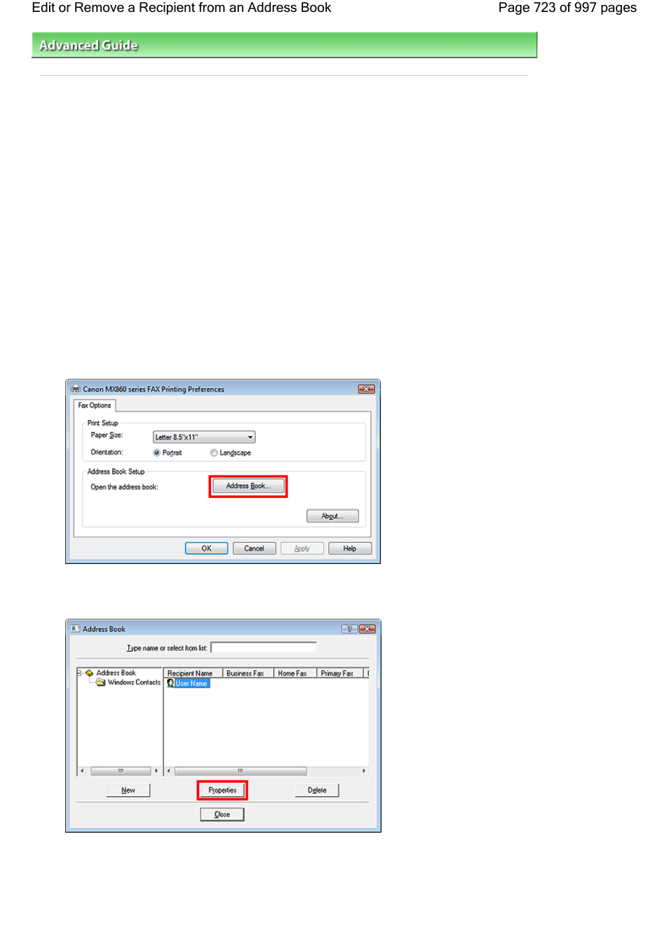 Edit or remove a recipient from an address book | Canon mx860 User Manual | Page 723 / 997