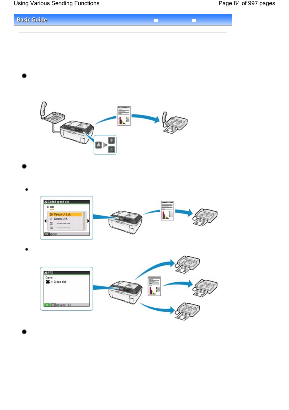 Using various sending functions, Sending a fax after speaking on telephone | Canon mx860 User Manual | Page 84 / 997