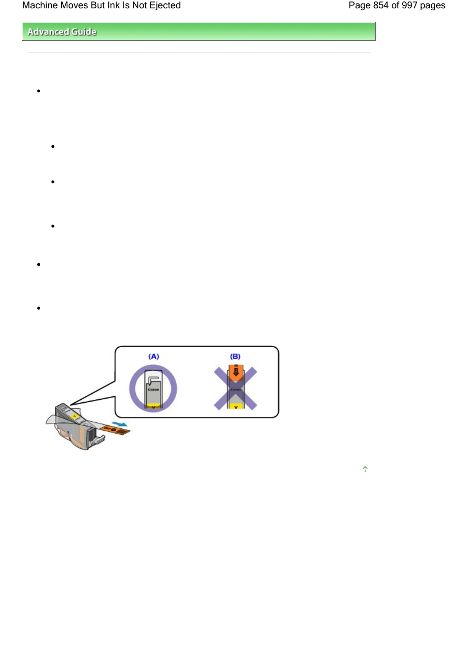 Machine moves but ink is not ejected, Check 1: are the print head nozzles clogged, Check 2: has the ink run out | Canon mx860 User Manual | Page 854 / 997