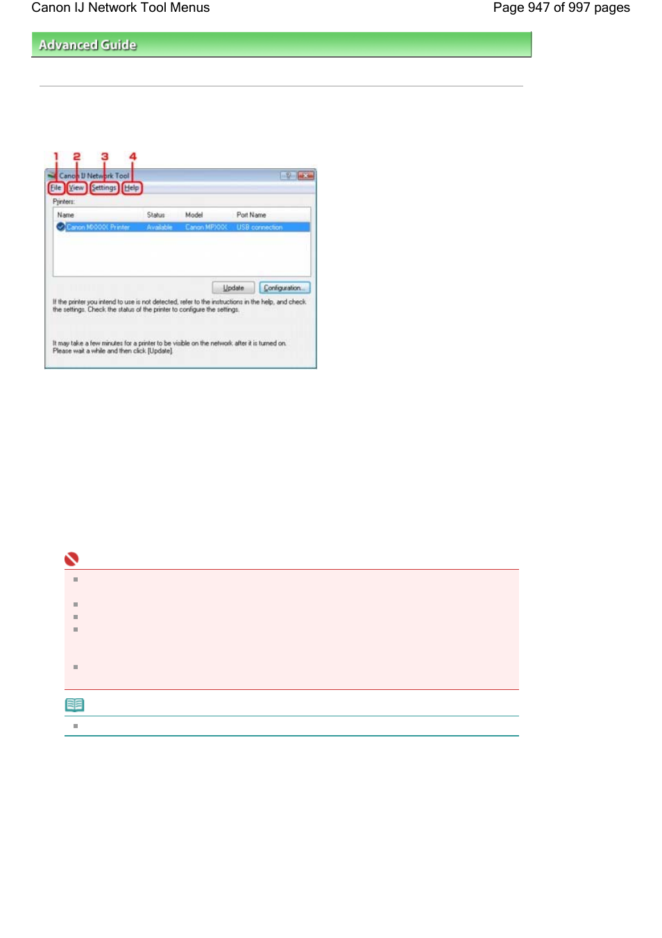 Canon ij network tool menus | Canon mx860 User Manual | Page 947 / 997