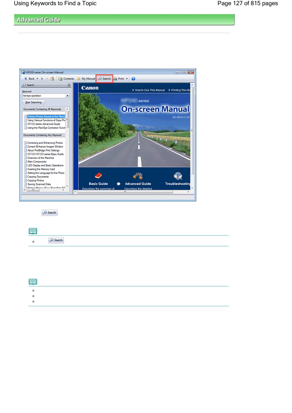 Using keywords to find a topic | Canon mp620 User Manual | Page 127 / 815