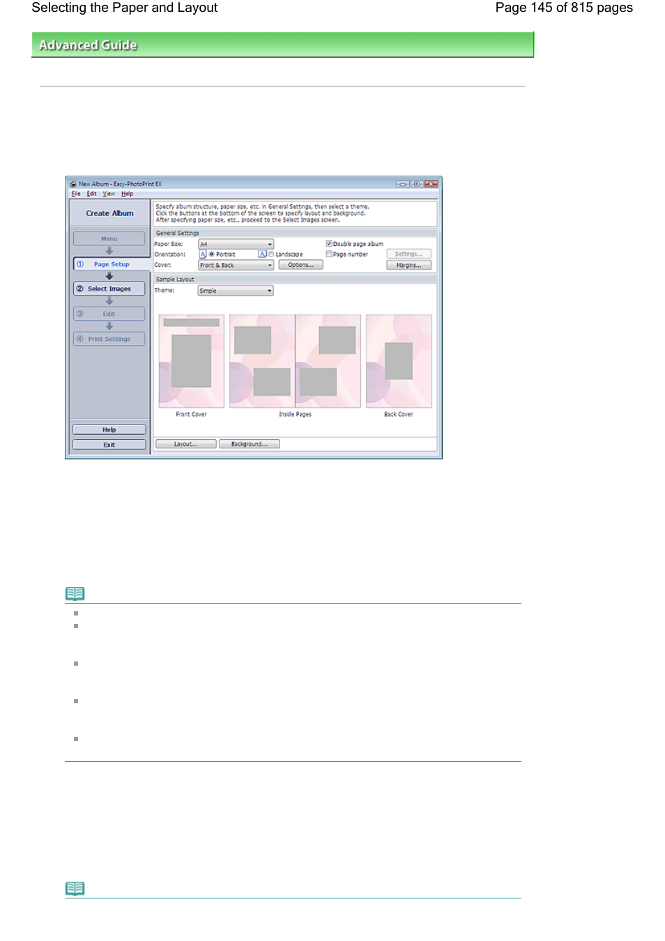 Selecting the paper and layout | Canon mp620 User Manual | Page 145 / 815