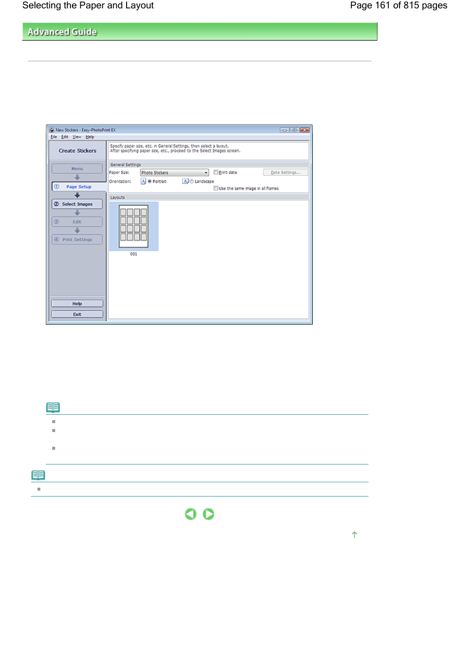 Selecting the paper and layout | Canon mp620 User Manual | Page 161 / 815