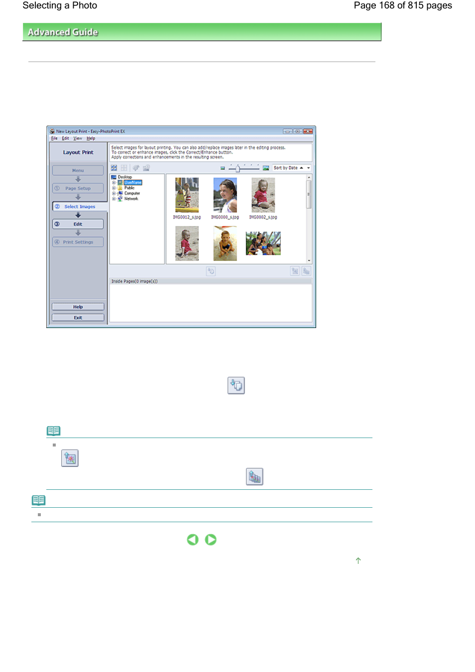 Selecting a photo | Canon mp620 User Manual | Page 168 / 815