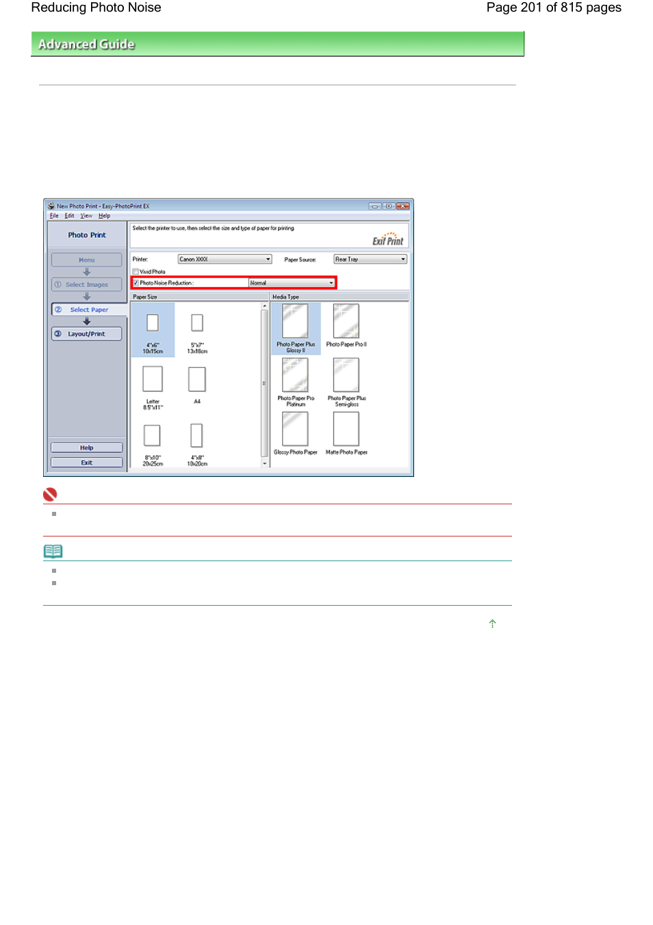 Reducing photo noise | Canon mp620 User Manual | Page 201 / 815
