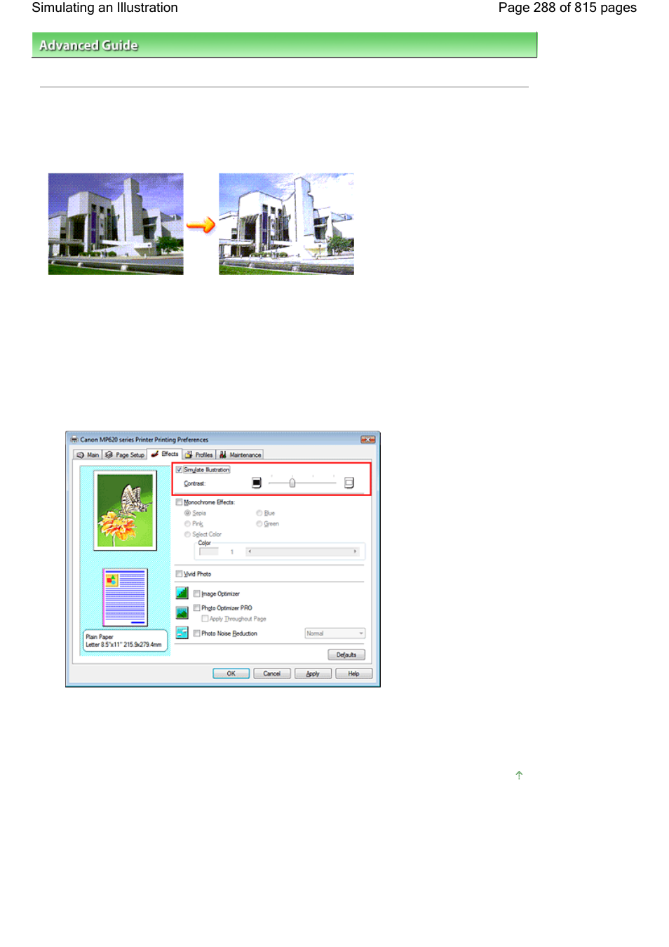 Simulating an illustration | Canon mp620 User Manual | Page 288 / 815