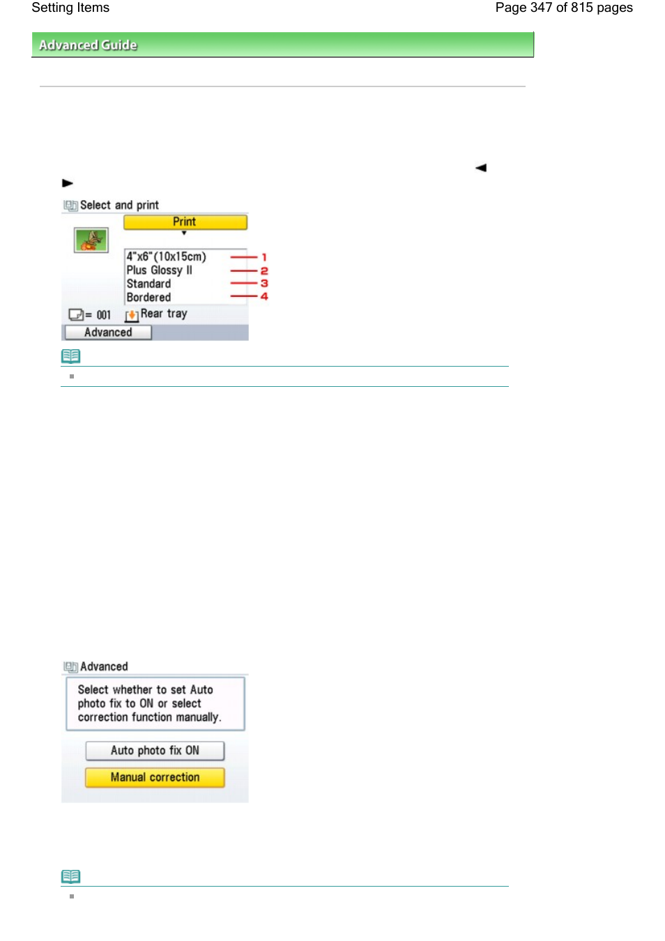 Setting items | Canon mp620 User Manual | Page 347 / 815