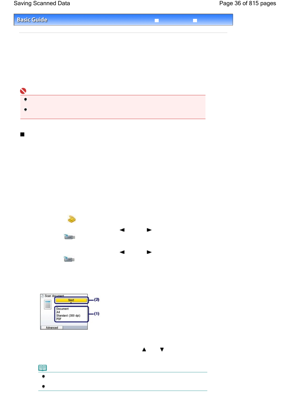 Saving scanned data, Saving the scanned data on the usb flash drive | Canon mp620 User Manual | Page 36 / 815