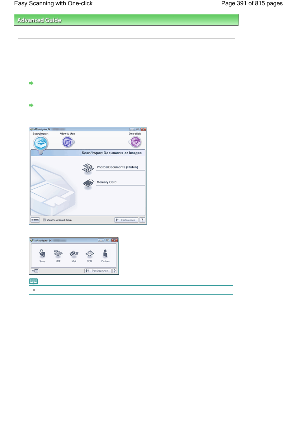 Easy scanning with one-click | Canon mp620 User Manual | Page 391 / 815