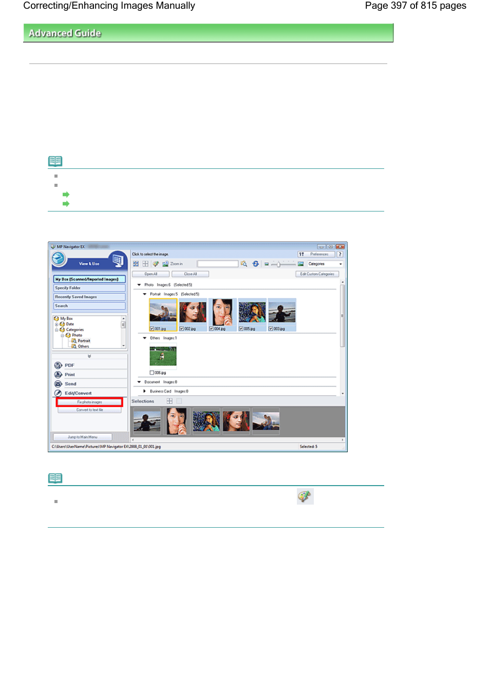 Correcting/enhancing images manually | Canon mp620 User Manual | Page 397 / 815