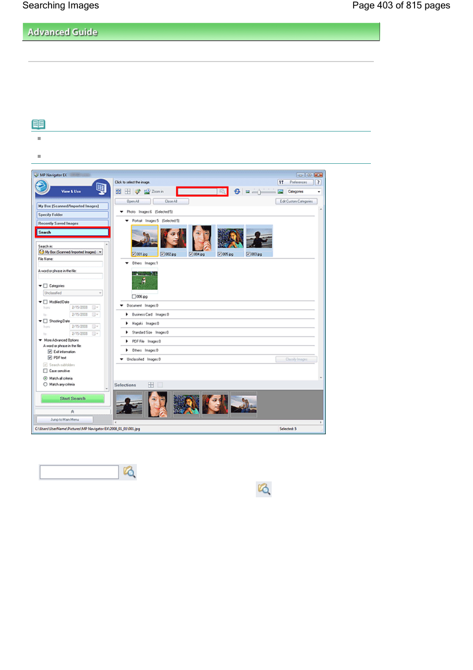 Searching images | Canon mp620 User Manual | Page 403 / 815