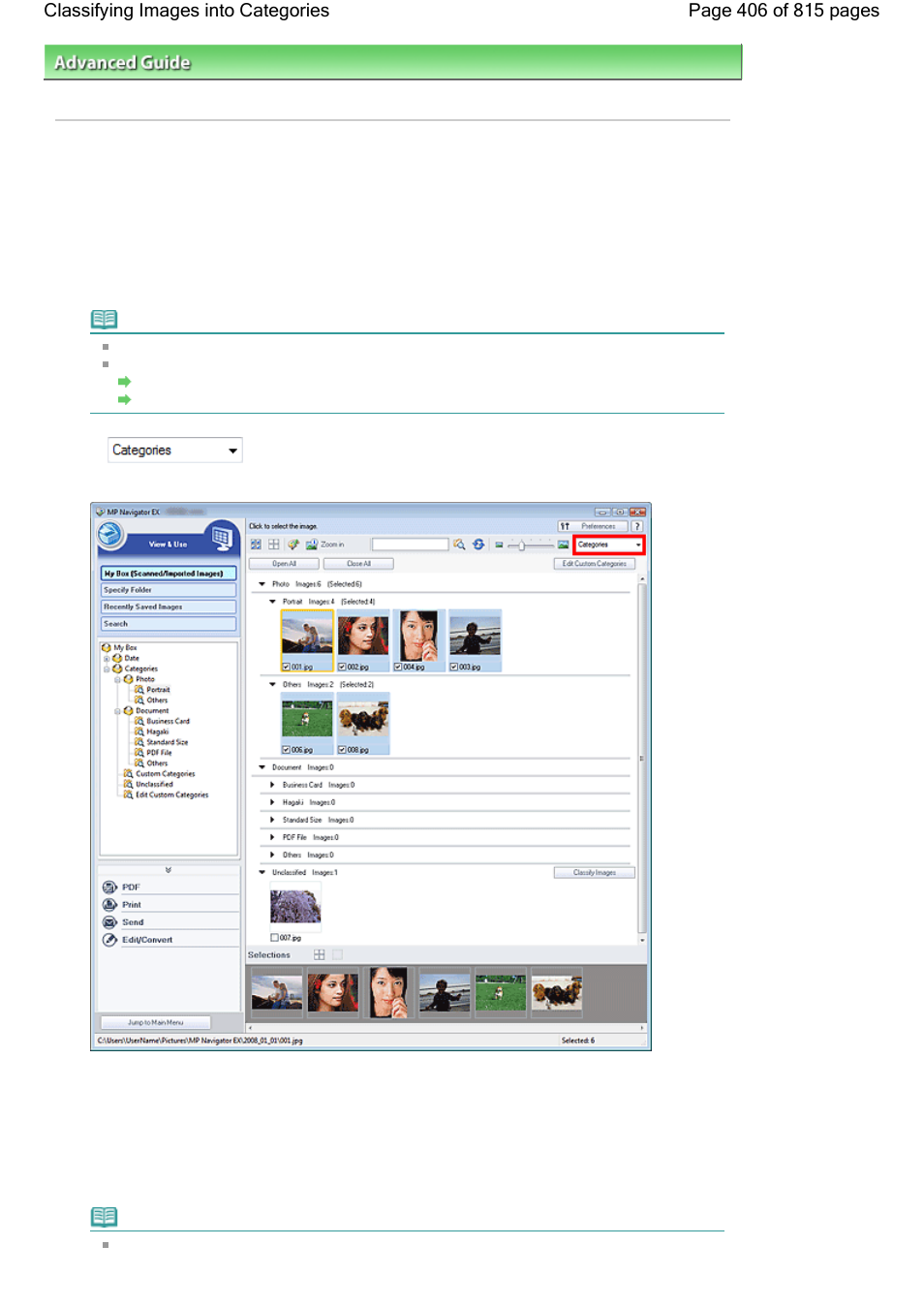 Classifying images into categories | Canon mp620 User Manual | Page 406 / 815