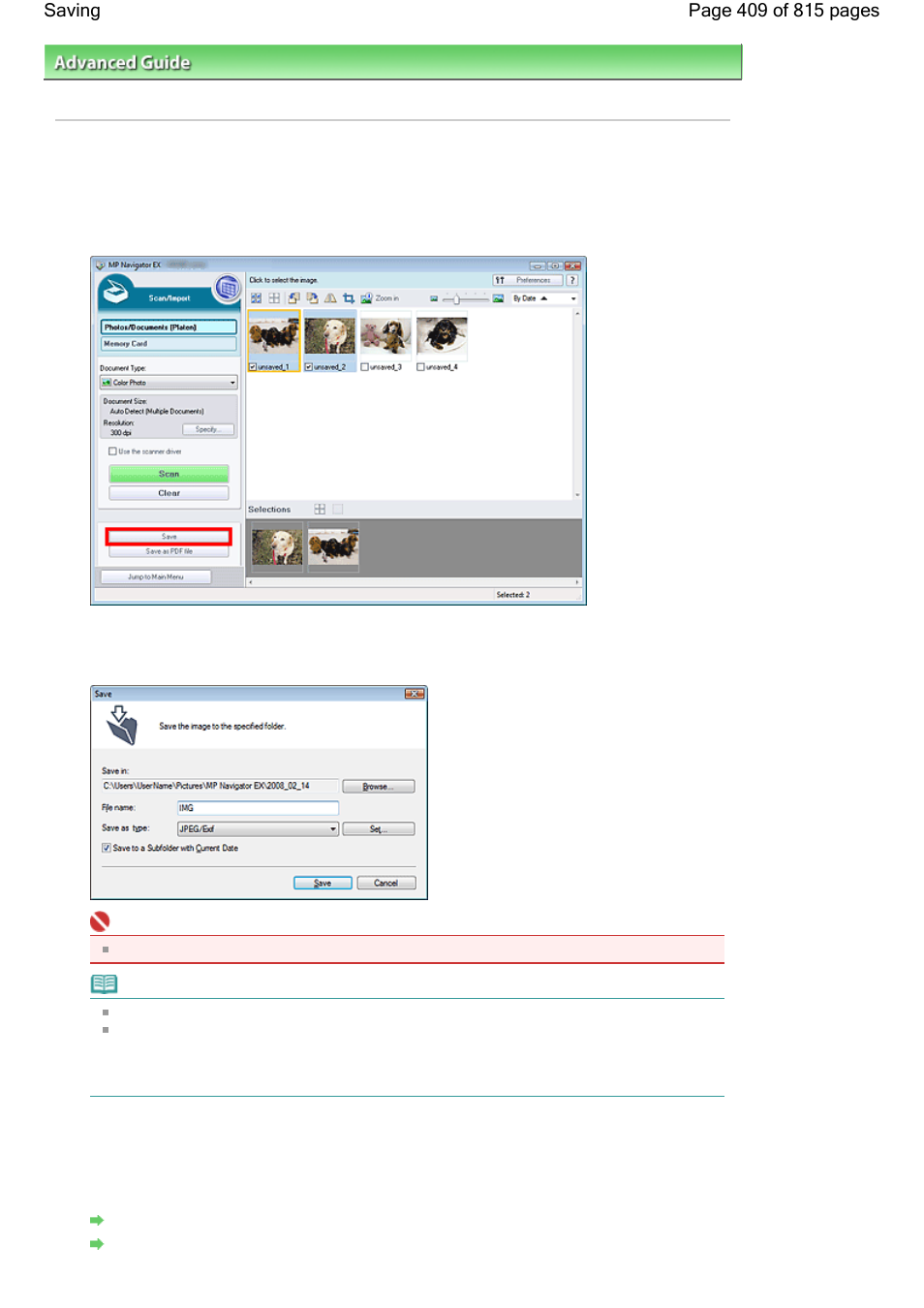 Saving | Canon mp620 User Manual | Page 409 / 815