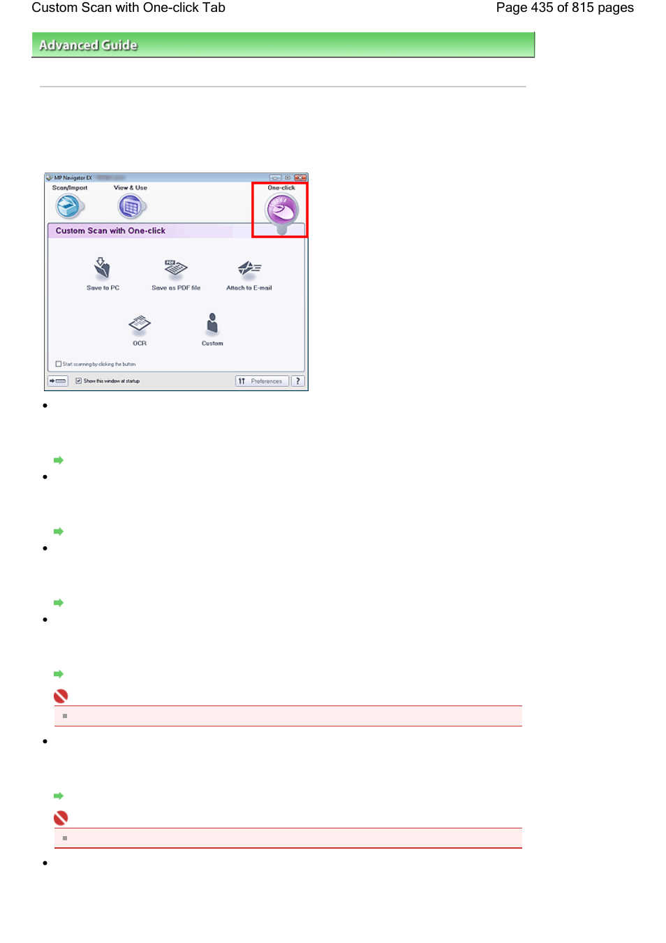 Custom scan with one-click tab | Canon mp620 User Manual | Page 435 / 815