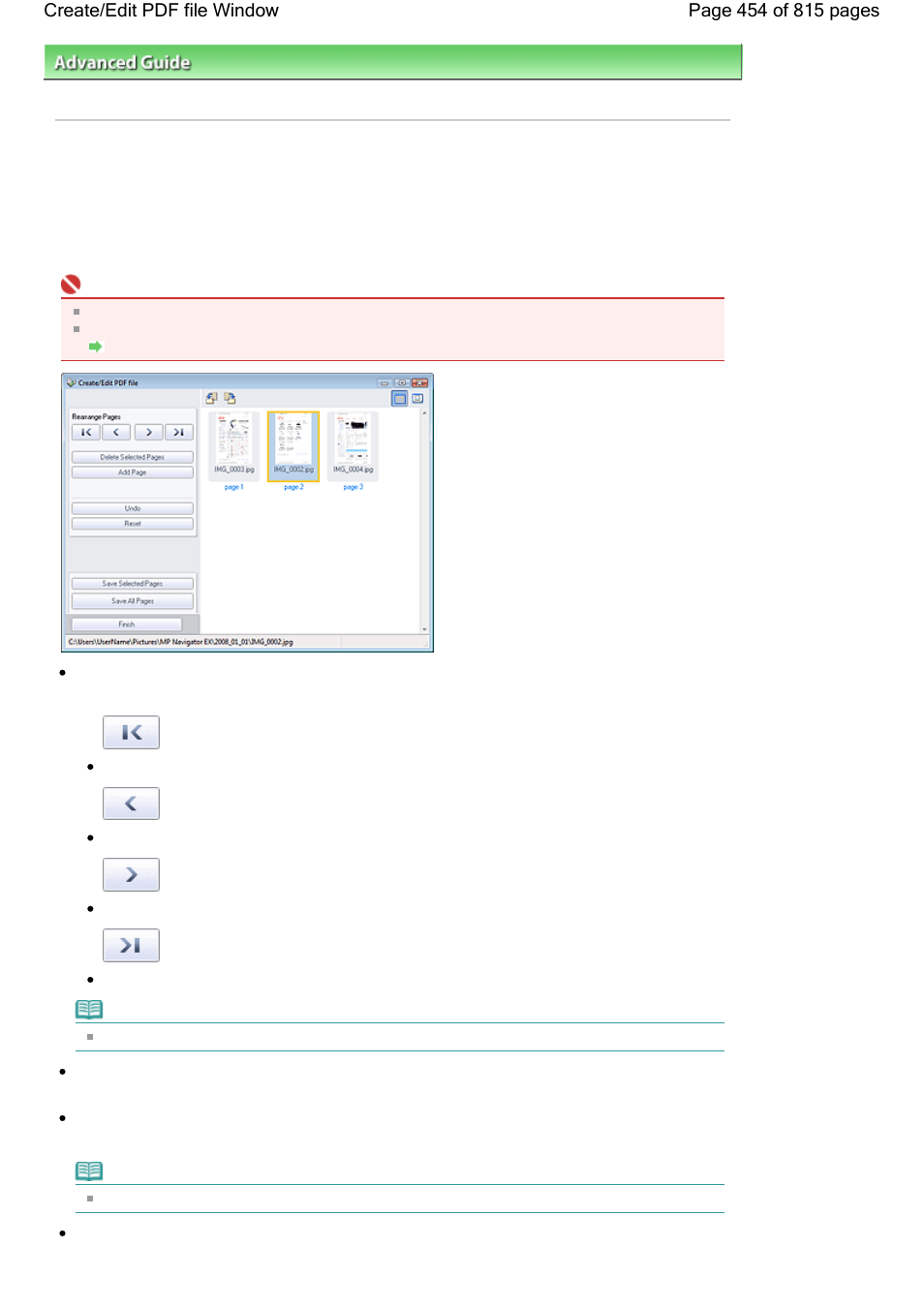 Create/edit pdf file window | Canon mp620 User Manual | Page 454 / 815