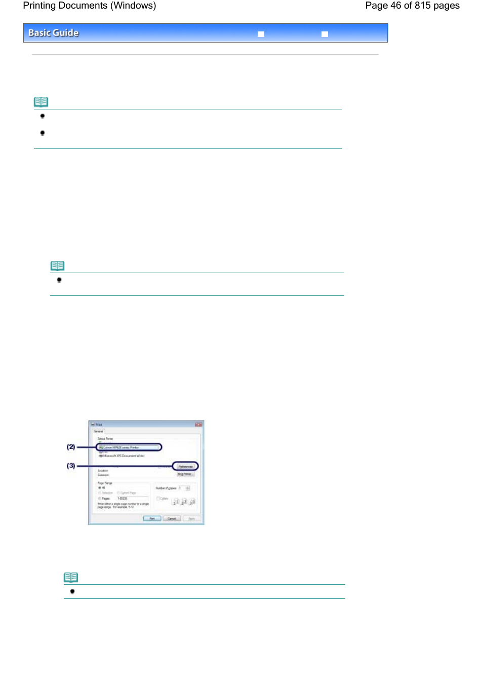 Printing documents (windows) | Canon mp620 User Manual | Page 46 / 815