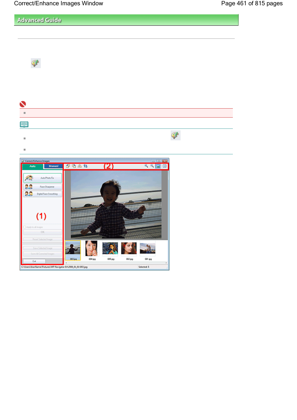 Correct/enhance images window | Canon mp620 User Manual | Page 461 / 815