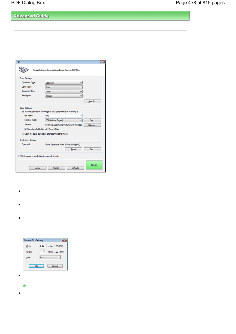 Pdf dialog box | Canon mp620 User Manual | Page 478 / 815