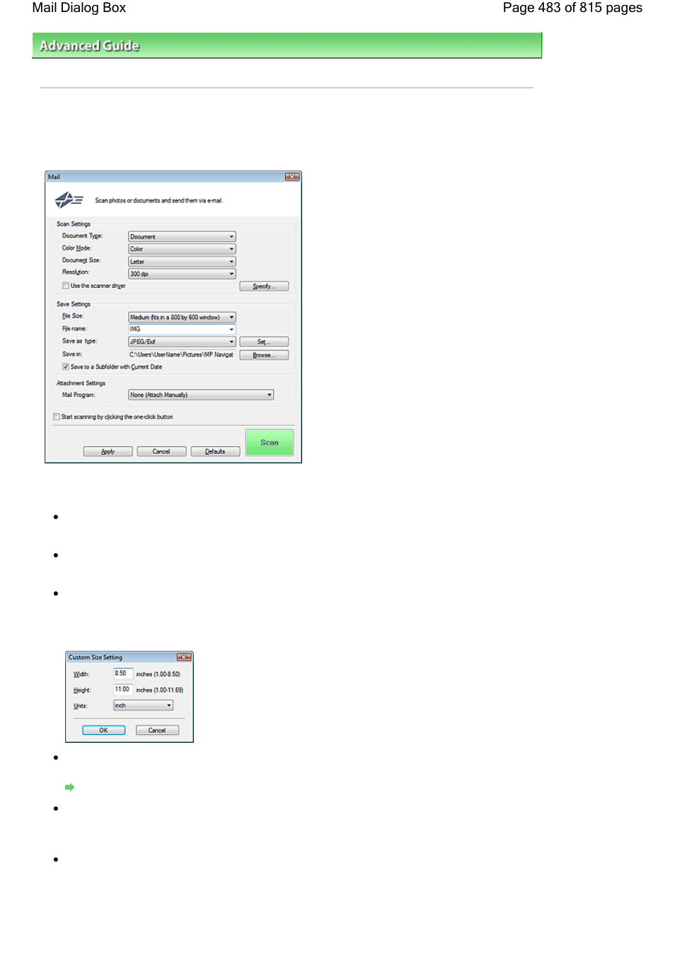 Mail dialog box | Canon mp620 User Manual | Page 483 / 815