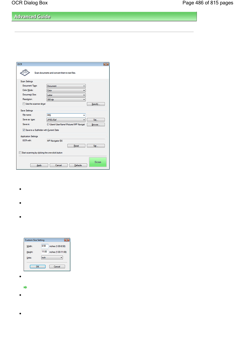 Ocr dialog box | Canon mp620 User Manual | Page 486 / 815