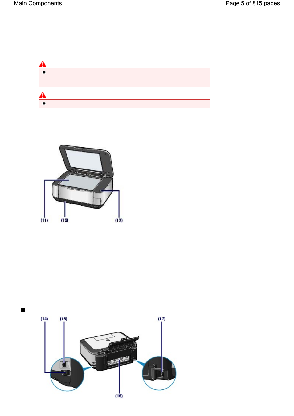 Rear view, Page 5 of 815 pages main components, Cassette | Canon mp620 User Manual | Page 5 / 815