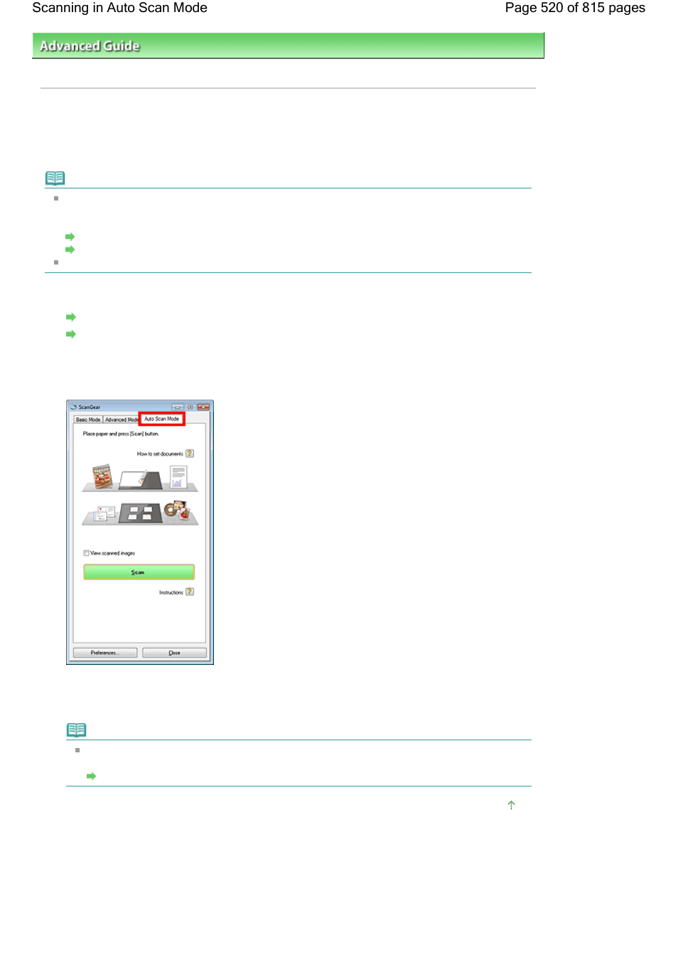 Scanning in auto scan mode | Canon mp620 User Manual | Page 520 / 815
