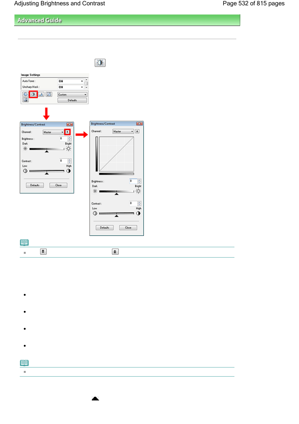 Adjusting brightness and contrast | Canon mp620 User Manual | Page 532 / 815