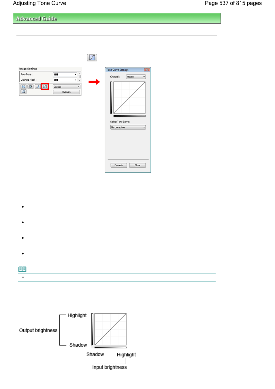 Adjusting tone curve | Canon mp620 User Manual | Page 537 / 815