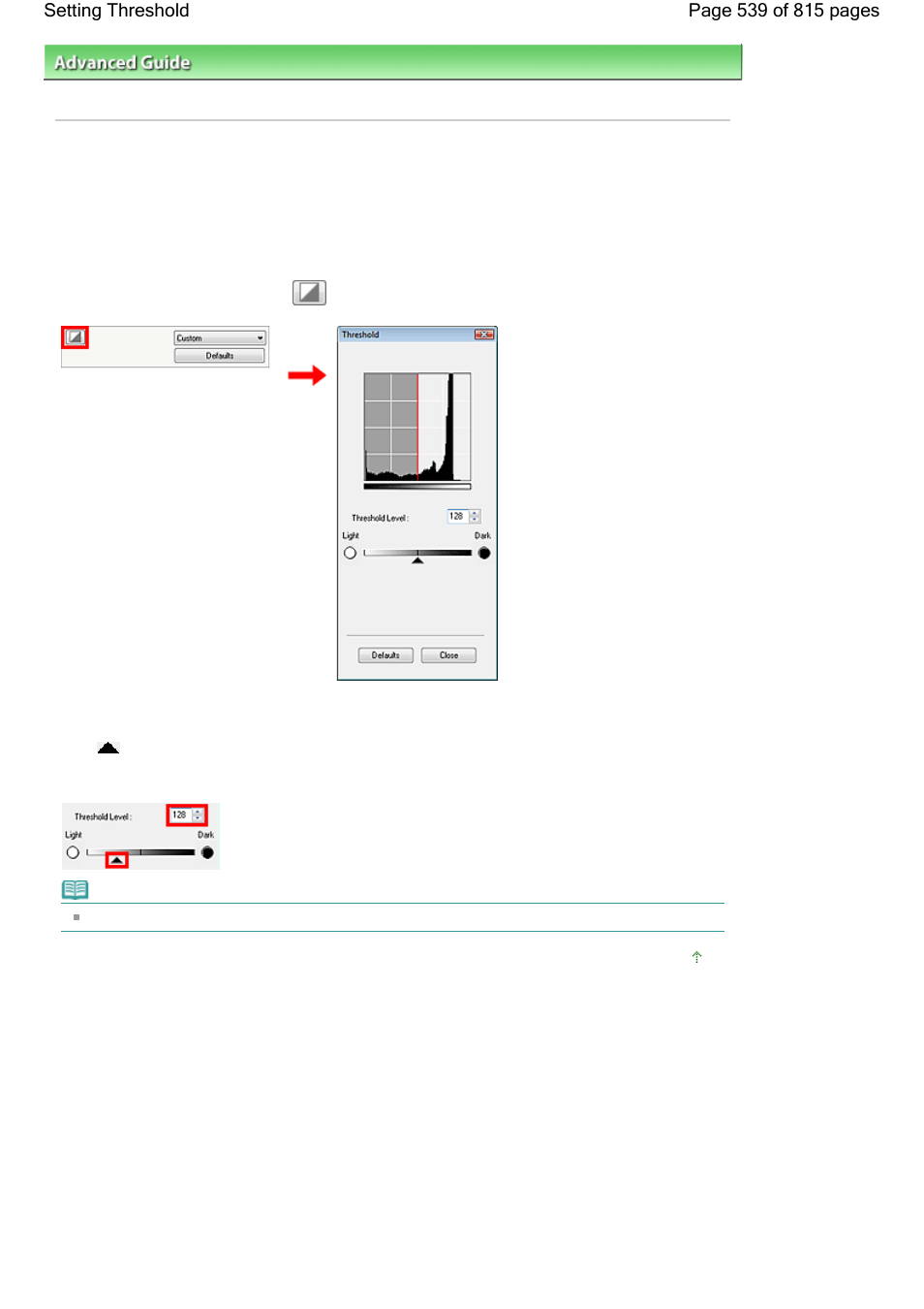 Setting threshold | Canon mp620 User Manual | Page 539 / 815